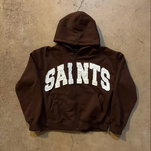 เสื้อฮู้ดดี้ปักลายแบบแอซิดวอชสั่งทำพิเศษ 400gsm หนานุ่ม ทรงครอป ซิปหน้า ยูนิเซ็กซ์ ผู้ผลิตเสื้อฮู้ดดี้ - Product Image 1