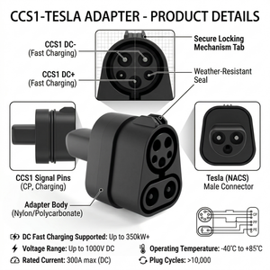 Adaptador de Carga Rápida CC CCS1 a Tesla, Conector de Carga Rápida CC 200A IP54 para Vehículos Eléctricos Tesla Model 3 Y S X, Directo de Fábrica - Product Image 2