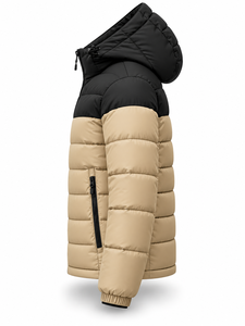 Men's Hooded Puffer <b>Jacket</b> Winter Waterproof Quick Dry Windproof <b>Casual</b> Zipper Polyester Wadding Color Blocking Regular Length - Product Image 3