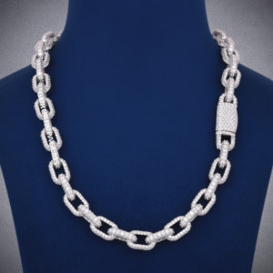 Cadena de eslabones RTS Ice Out con diamantes de moissanita plateados para hombre y mujer, diamantes con claridad D VVS, probados con el probador de diamantes, la mejor calidad. - Product Image 1