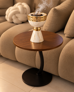 Quemador de Bakhoor Moderno de Lujo con Recipiente de Acero Inoxidable Dorado y Base Decorativa de Resina, Quemador de Incienso Árabe Oud para Decoración del Hogar - Product Image 5