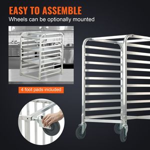 Carrello Portateglie a 10 Livelli per Panetteria Commerciale con Ruote Frenanti, in Alluminio, per Stoccaggio in Hotel, per Teglie Semipienne - Product Image 5