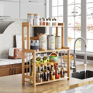 Bamboo Spice Rack Organizer <b>Table</b> - Eco-Friendly Kitchen Storage Wholesale - Product Image 2