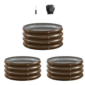 Forniture da Giardino: Set di 3 Fioriere Rialzate in Metallo 2x2x1 piedi, Design con Fondo Aperto, Grandi Vasi Rialzati Zincati per Esterni - Product Image 1
