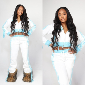 Women 2 Piece <b>Set</b> Short Sleeve Zipper Short Top Flared Pants Solid Color Knitted Sportswear <b>Sexy</b> Club Wear Quick Dry All Seasons - Product Image 6