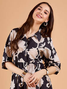 Nuevo Diseño, Vestidos Midi Formales de Verano para Mujer, Cuello en V, Manga Abullonada, Estampado Floral, Cintura Fruncida, Vestido de Fiesta de Gasa - Product Image 5