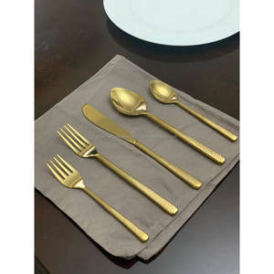 Ensemble de couverts en or artisanal de 5 pièces, décoration de table de mariage, ensemble de couverts de luxe, ensemble de couverts en métal très vendu, compatible lave-vaisselle - Product Image 6