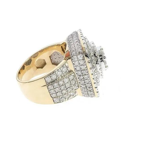 Anillo de Moissanita Redondo de Lujo con Incrustaciones, Plata de Ley 925 con Acabado en Oro de 14K, Color D VVS, Estilo Hip-Hop - Product Image 4