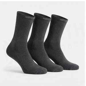 North Approach Crew <b>Socks</b> Solid Black Cotton Breathable Adult Daily Wear Autumn Season - Product Image 3