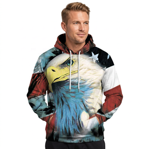 Sudadera con Capucha para Hombre con Estampado de Águila, Patrón de Bandera Americana, Sublimación 3D, Sudadera Informal de Corte Regular para Otoño - Product Image 4
