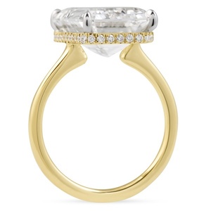 Bague de fiançailles de luxe allongée en or jaune 14K avec diamant de laboratoire taille émeraude 8 carats certifié IGI, bague solitaire, vente en gros d'usine - Product Image 4