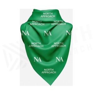 NORTH APPROACH <b>Green</b> Square <b>Silk</b> Scarf Letter Print Elegant Multi-Functional Fashion Accessory All Seasons Unisex - Product Image 2