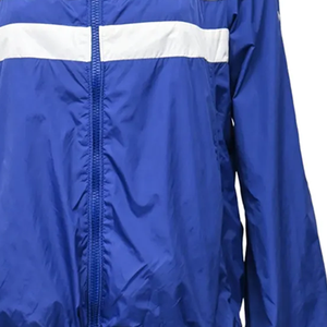 Veste coupe-vent à capuche rayée bleu et blanc unisexe, légère, imperméable, avec fermeture éclair, doublure en microfleece, vêtement d'extérieur - Product Image 3
