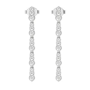 Fine Jewelry Long Skinny Diamond <b>Dangle</b> <b>Earrings</b> Premium Minimalist Diamond Drop <b>Earrings</b> in <b>Gold</b> Classic Skinny Diamond Chain - Product Image 4