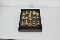 Ensemble de couverts Gold Horse Bit, design équestre, revêtement PVD or, ensembles de couverts de luxe avec boîte cadeau personnalisée, couleur noire