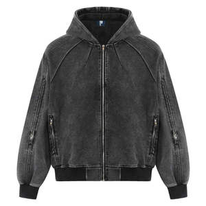 Sweat-shirts à capuche multi-zippés en molleton 100 % coton de haute qualité, best-sellers, personnalisables avec broderie et impression sérigraphiée, effet délavé pour hommes - Product Image 1