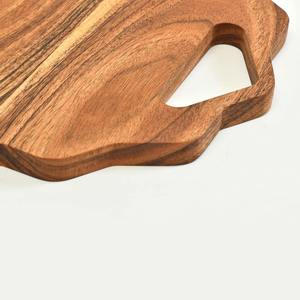 Planche à découper en bois d'acacia avec poignées pour fromage, légumes, fruits, salade, planche à découper et à servir ronde, plateau de service en bois - Product Image 5