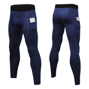 Men's Red Compression Pants <b>Knee</b> <b>Length</b> High Elastic Waist Four-Way Stretch Pockets Yoga <b>Leggings</b> Seamless 85% Polyester - Product Image 4