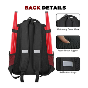 Bolsas de Béisbol Personalizadas de Alta Calidad, Gran Capacidad, Portátiles, para Equipo Deportivo, con Mochila de Béisbol Personalizada con Soporte para Bate - Product Image 4