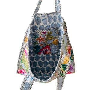 Sac de plage pliable léger et écologique à imprimé floral, fait main, tendance bohème, avec fermeture éclair, grande capacité, pour toutes les saisons - Product Image 3