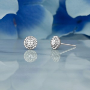 Lab Grown Diamond Double Halo Stud <b>Earrings</b> 14K Gold IGI Certified Cluster Statement <b>Earrings</b> Women Party Elegant Fine Jewelry - Product Image 3