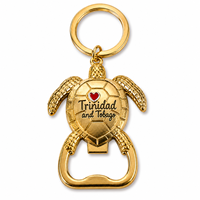Porte-clés décapsuleur tortue en alliage doré de Trinité-et-Tobago, souvenir de voyage, cadeau, vente en gros