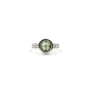 Anillo de Amatista Verde de 8mm con Corte Redondo a Cuadros, Anillo de Piedra Preciosa Chapado en Plata Hecho a Mano, Anillo de Diseño, Joyería Boho, Latón Sin Níquel - Product Image 2