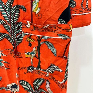 Bata Kimono de Algodón con Estampado de Tigre para Mujer, Bata de Baño Roja Estilo Boho, Kimono Ligero de Verano, Túnica de Playa, Ropa de Estar por Casa - Product Image 4