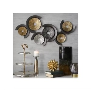 Contemporary Metal <b>Wall</b> <b>Art</b> Set Irregular <b>Geometric</b> Design Brass Finish Multi Piece Handmade Decor for Home Interior - Product Image 1