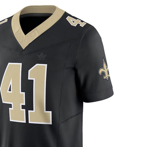 Maillot de football américain personnalisé pour homme, noir, numéro 41, col en V, manches courtes, respirant, anti-transpiration, polyester, coupe athlétique, taille adulte - Product Image 4
