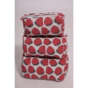 Indian Floral Printed Cotton Cosmetic Bag Handmade Lightweight Eco-Friendly Makeup Pouch Travel for Organizer Women Zipper - Product Image 1