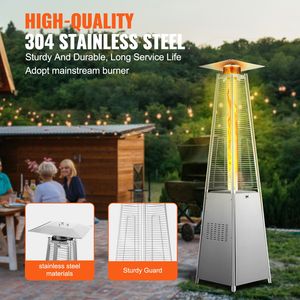 Riscaldatore da Patio Moderno a Propano da 48000 BTU con Ruote e Tubo in Vetro al Quarzo per Uso Esterno - Product Image 3