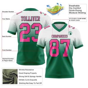 Camiseta de fútbol blanca con malla rosa y verde Kelly, auténtica, estilo vintage a rayas, streetwear, oversize, corta, de poliéster. - Product Image 2