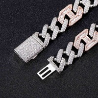 Proveedor Indio Jewelux Collar de Cadena Cubana de Plata 925 Chapado en Oro de 14K/18K con Moissanita Engastada en Canal Certificado IGI Lujo Hip