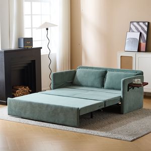 โซฟาเบดแบบปรับเปลี่ยนได้ 3-in-1 สำหรับผู้ใหญ่ พร้อมโต๊ะพับสะดวกสบายและช่องเสียบ USB Type-C เก้าอี้นอนแบบดึงออกได้ - Product Image 1