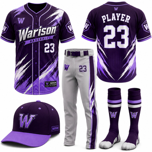 OEM Service Baseball Uniform Kit Sublimation Breathable Quick Dry Solid Color Teamwear Softball Uniform Set - Product Image 4