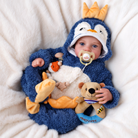 Poupée réaliste pour bébé de 20 pouces Babeside, modèle Loyd garçon, tenue pingouin bleu, corps en vinyle souple, vente au détail, fourniture OEM