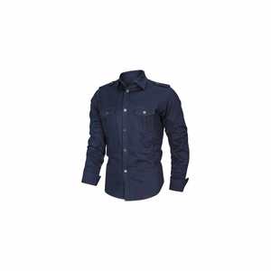 เสื้อเชิ้ตแขนยาวคอจีนผู้ชาย เสื้อเชิ้ตแขนยาวคุณภาพสูงผู้ชาย เสื้อเชิ้ตแขนยาวผ้าฝ้ายน้ำหนักเบาผู้ชาย - Product Image 1