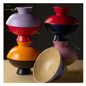 Nouvelle arrivée, bol à fruits en bambou, support rouge, personnalisé, écologique, biodégradable, léger, durable, plat de service, cuisine à domicile - Product Image 1
