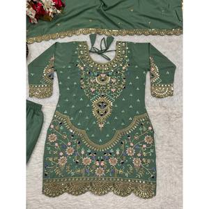 Ensemble de vêtements de fête pour femmes, haut, sharara, palazzo, dupatta - Product Image 1