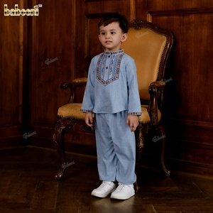 Chemise décontractée brodée 3D à col montant Babeeni, style Dubaï, tenues pour garçons, 100 % coton, sergé islamique modeste, OEKO-TEX - Product Image 5