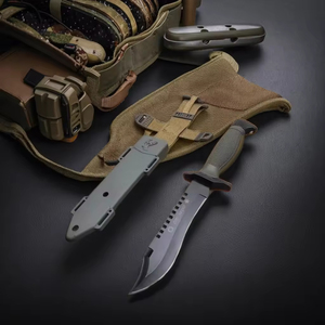 Couteau tactique de qualité supérieure, lame en acier inoxydable robuste, poignée en caoutchouc antidérapante avec étui en nylon pour la survie en milieu sauvage - Product Image 4