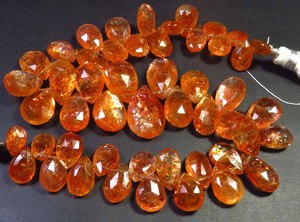 African Sunstone <b>Rainbow</b> Pear Gemstone Faceted Beads 9-16mm Natural Full Sparkle Orange Confetti 8.5" Strand DIY <b>Top</b> Grade - Product Image 6