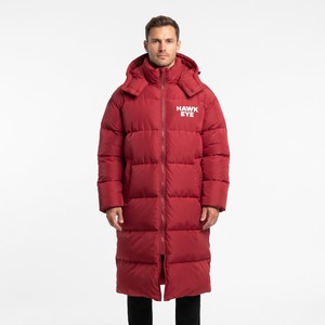 Chaqueta Larga de Invierno para Hombre, Acolchada, con Capucha, Roja, Gruesa, con Cierre Completo, Resistente al Viento, Estilo Casual, Relleno de Poliéster, Color y Logotipo Personalizables - Product Image 1