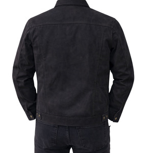 SUQAINA Men's Canvas Customizable Wax Cotton Jacket Solid Color Turn-down Collar Workwear Style Regular Fit 100% Cotton - Product Image 4