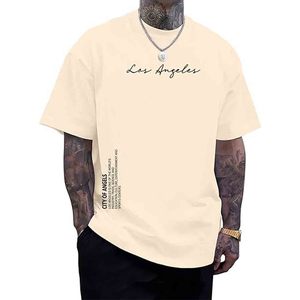 Camiseta de Verano de Manga Corta con Estampado Gráfico de Los Ángeles, 100% Algodón, Camisetas Casuales para Hombre - Product Image 1