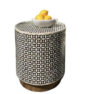 Table à tiroirs en os incrusté de la marque ILAHI, design moderne, détails en agate, rangement à trois niveaux, meuble portable pour la maison - Product Image 6