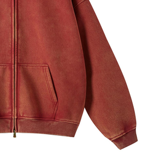 Sweat à capuche zippé oversize en polaire pour homme, style décontracté streetwear, délavé à l'acide, manches longues, best-seller pour garçons - Product Image 5
