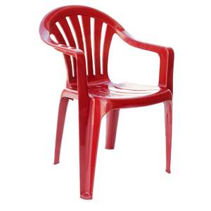 Silla de Plástico Minimalista con Respaldo Cuadrado y Rayas, Libre de BPA, con Reposabrazos Extensibles, Duradera, para Interiores y Exteriores - Product Image 1