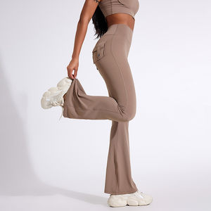 Pantalones de Yoga con Cintura Elástica y Corte Acampanado, Leggings Deportivos de Secado Rápido y Transpirables, Ropa Deportiva de Cintura Media para Gimnasio y Fitness, Pantalones Deportivos Lisos - Product Image 4